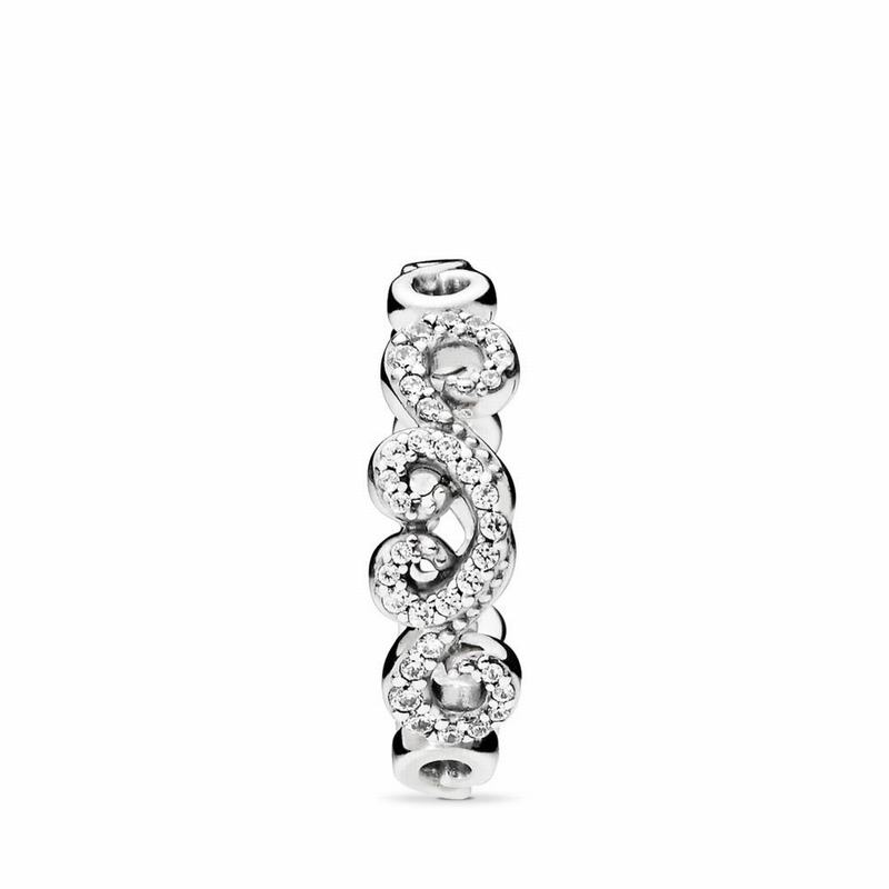 Pandora Heart Swirls Stackable Ring Ireland - Sterling Silver/Cubic Zirconia - 310968YFQ